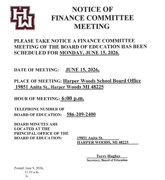 finance committee meeting notice 
